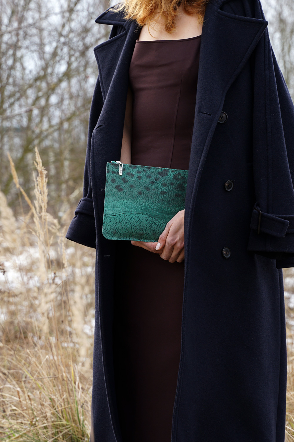 Pouch gefertigt aus smaragdgrünem Leder vom Gefleckten Seewolf